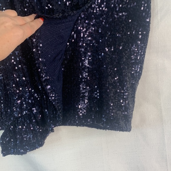 Express Navy Sequined Mini Skirt with Ruffle Detail- NWT - Picture 15 of 15